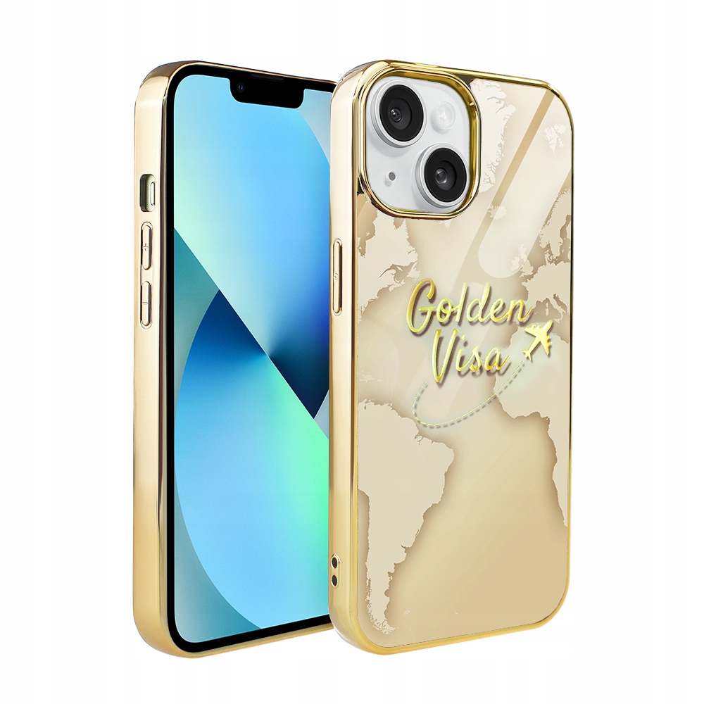 Pouzdro pro iPhone 13 Ibizu Elite Glass 3D, skleněná zadní strana, mapa světa s nápisem