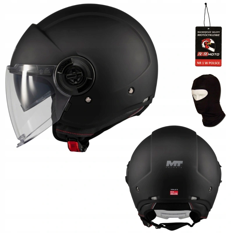 Kask motocyklowy otwarty Mt Viale Sv S Pure Black Matt czarny mat Gratisy