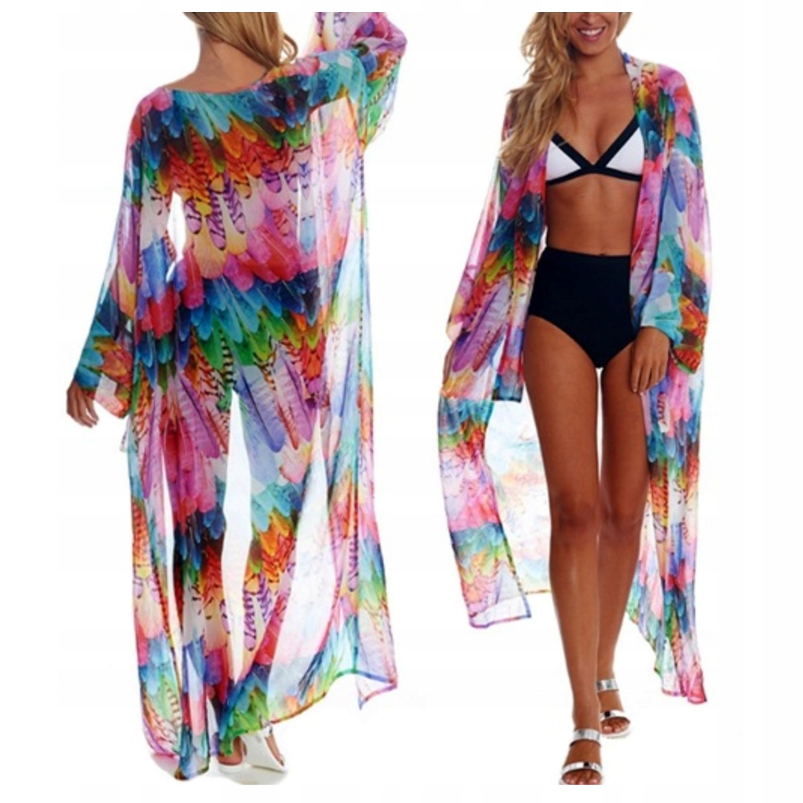 

Tunika plażowa Długa pareo kolorowa Narzutka boho