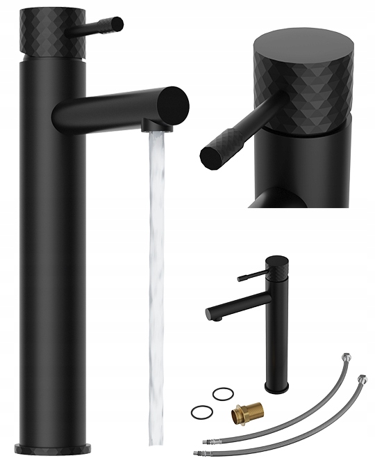 Umývadlová batéria Glami jednopáková, vysoká, stojaca do kúpeľne, čierna