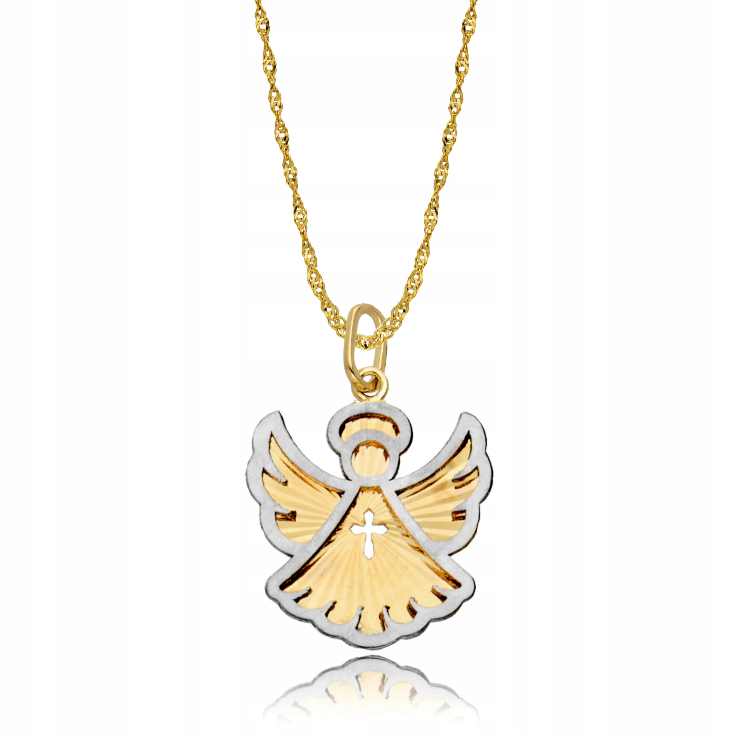 Złoty Łańcuszek z Medalikiem na Komunię Grawer Kod producenta Chrzest Komunia Bierzmowanie Roczek Dziecka