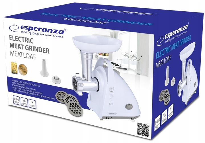 MASZYNKA DO MIELENIA MIĘSA ELEKTRYCZNA DUŻA MOC 2200W + DYSZA DO KIEŁBASY Kolor dominujący biały