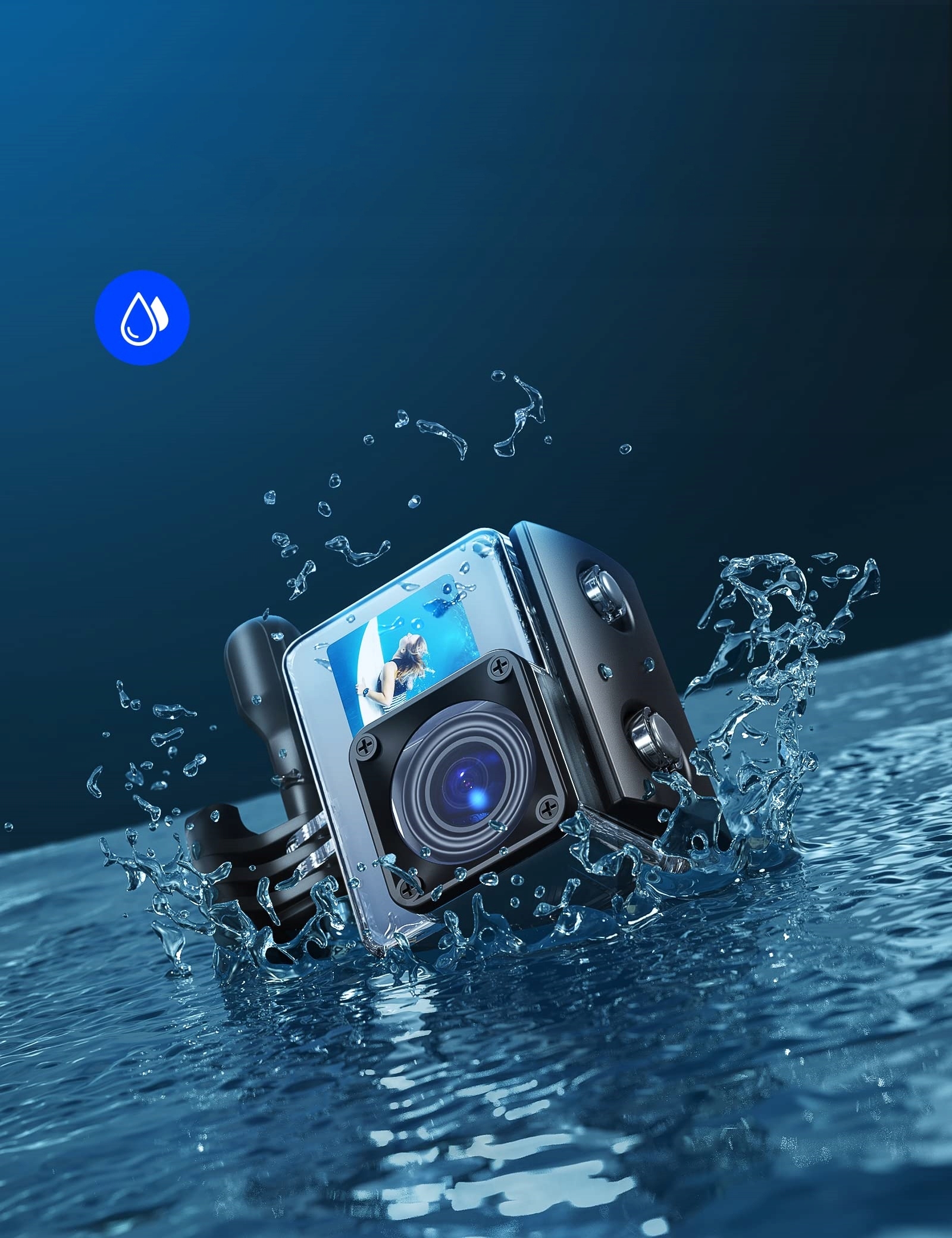 KAMERA SPORTOWA WOLFANG GA200 4K 24MP WIFI WODOODPORNOŚĆ 40M z akcesoriami Kolor czarny