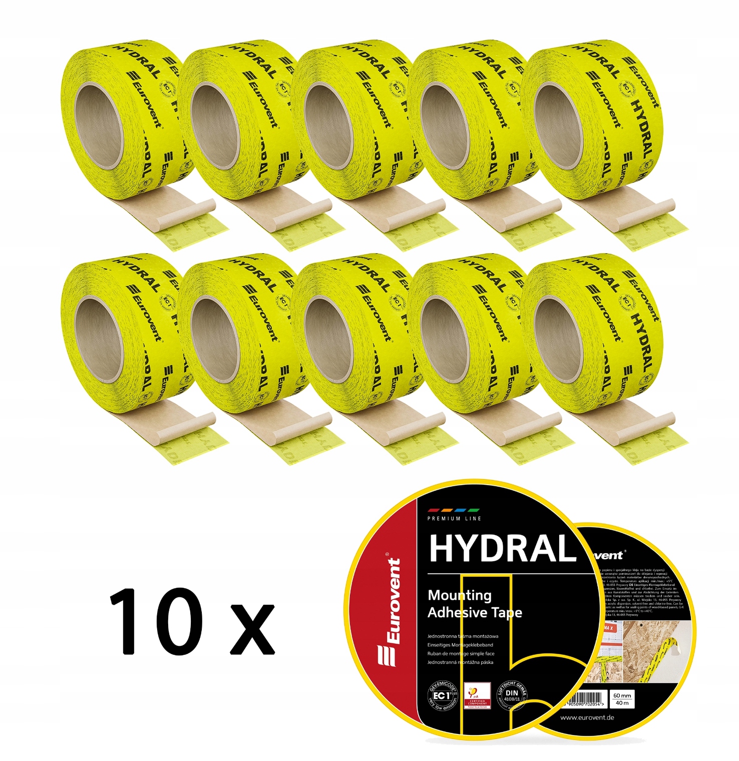 10x Montážna páska 60mm x 40m Eurovent Hydral