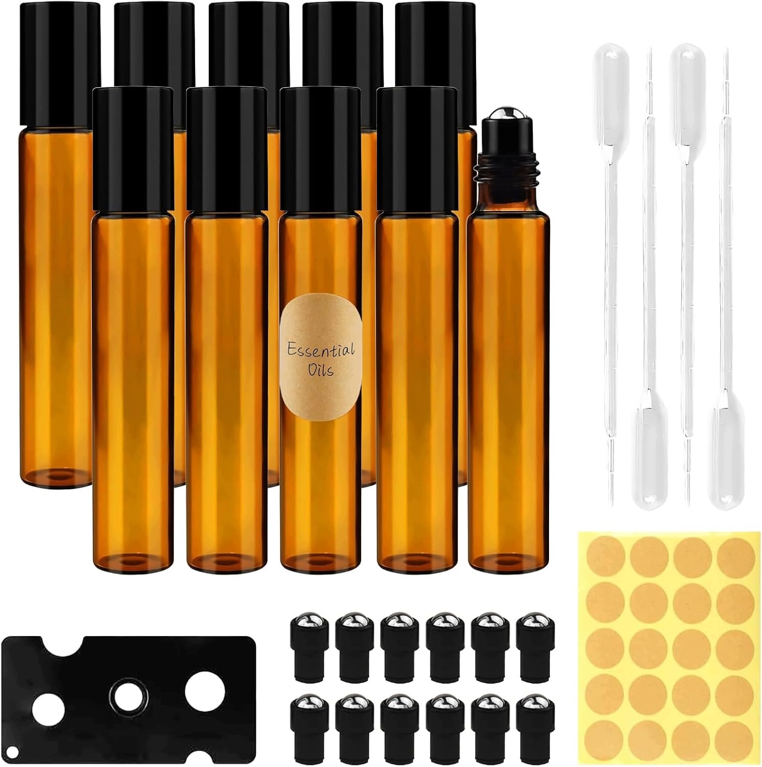 Lahvičky S Rolerkami 10 ML Na Esenciální Oleje 10 Kusů Hnědé