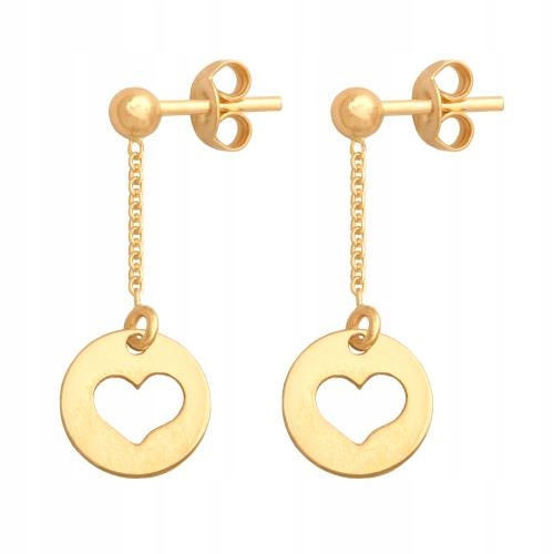 Zlaté 585 kroužky s vyřezaným srdíčkem visící na řetízku 14k