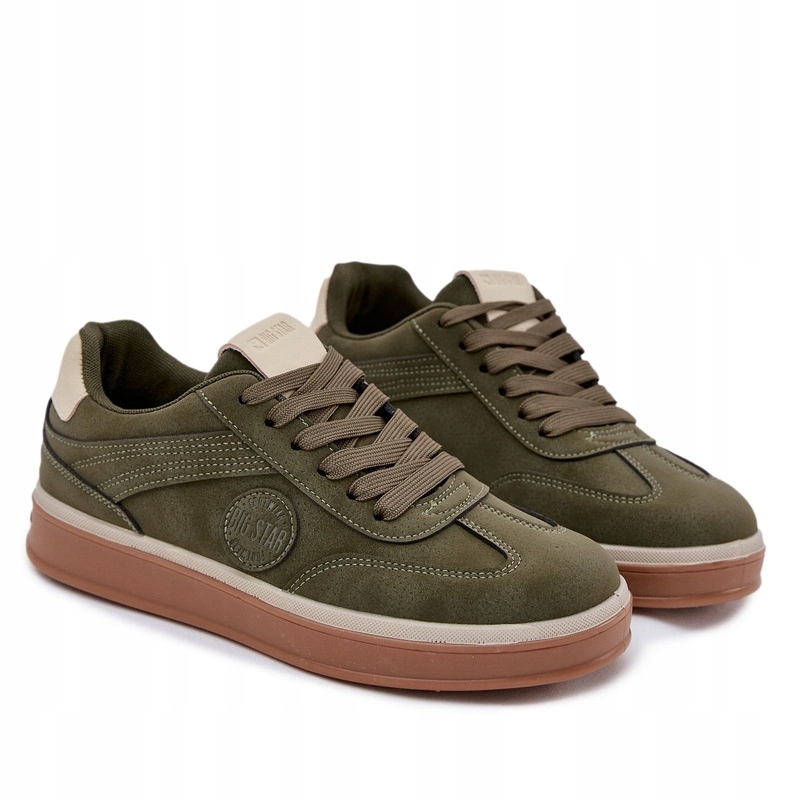 Pánské Nízké Tenisky S Logem Big Star SS174022 Hi-poly Systém Khaki 40