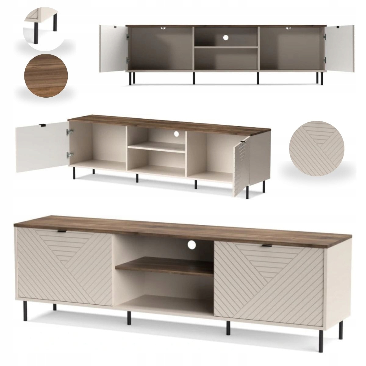 Szafka RTV Evo 2D Kaszmir / dąb castello Mebelbos