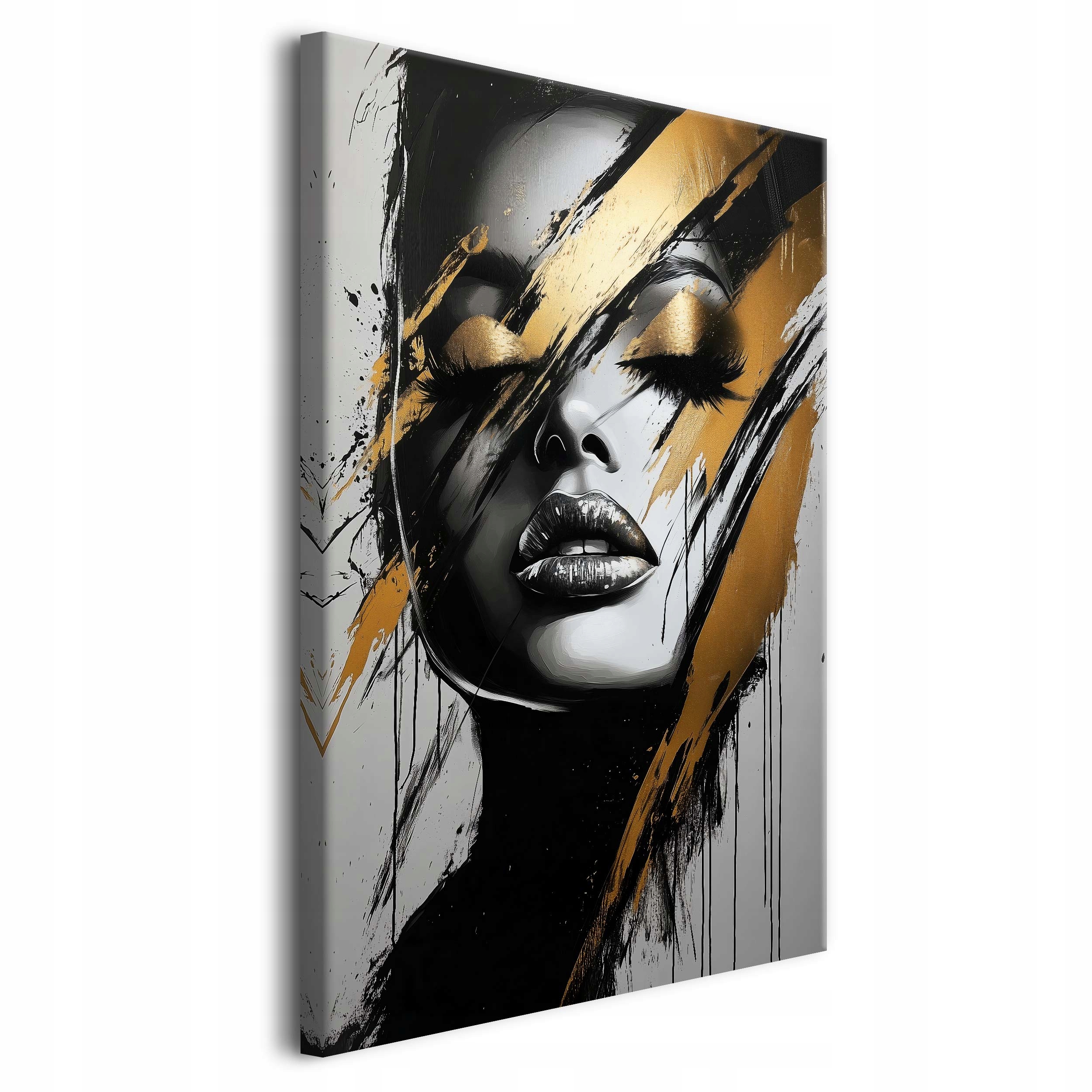 Obraz na płótnie do salonu Portret kobiety Złoto Dekoracja do sypialni