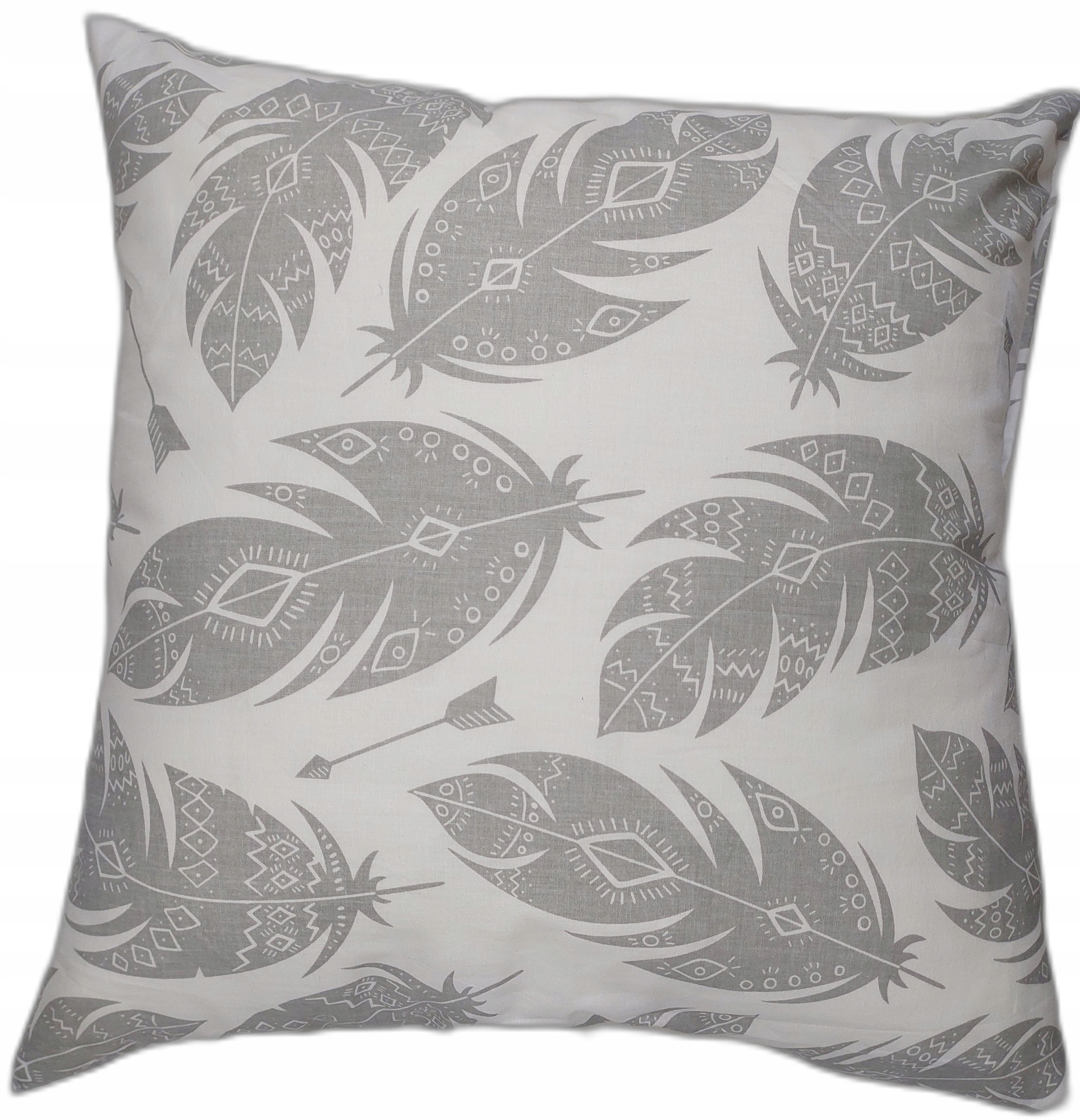 POSZEWKA BAWEŁNIANA 40x40 BIAŁA SZARE PIÓRA POLSKA