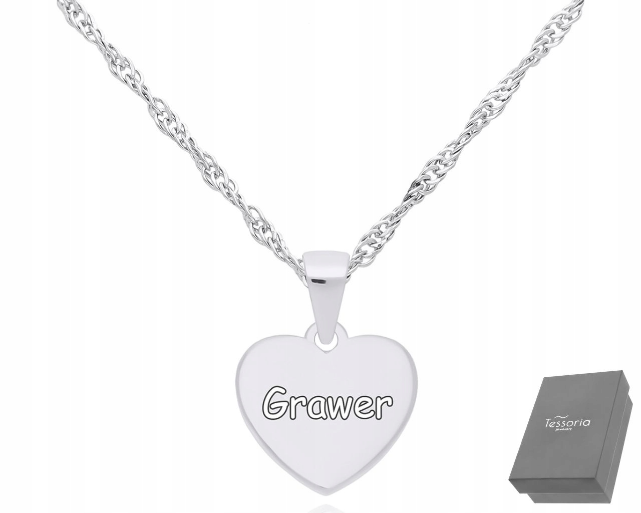 Stříbrný Náhrdelník Srdce s gravírováním Dámský Hladké Srdíčko délka 45 cm 925