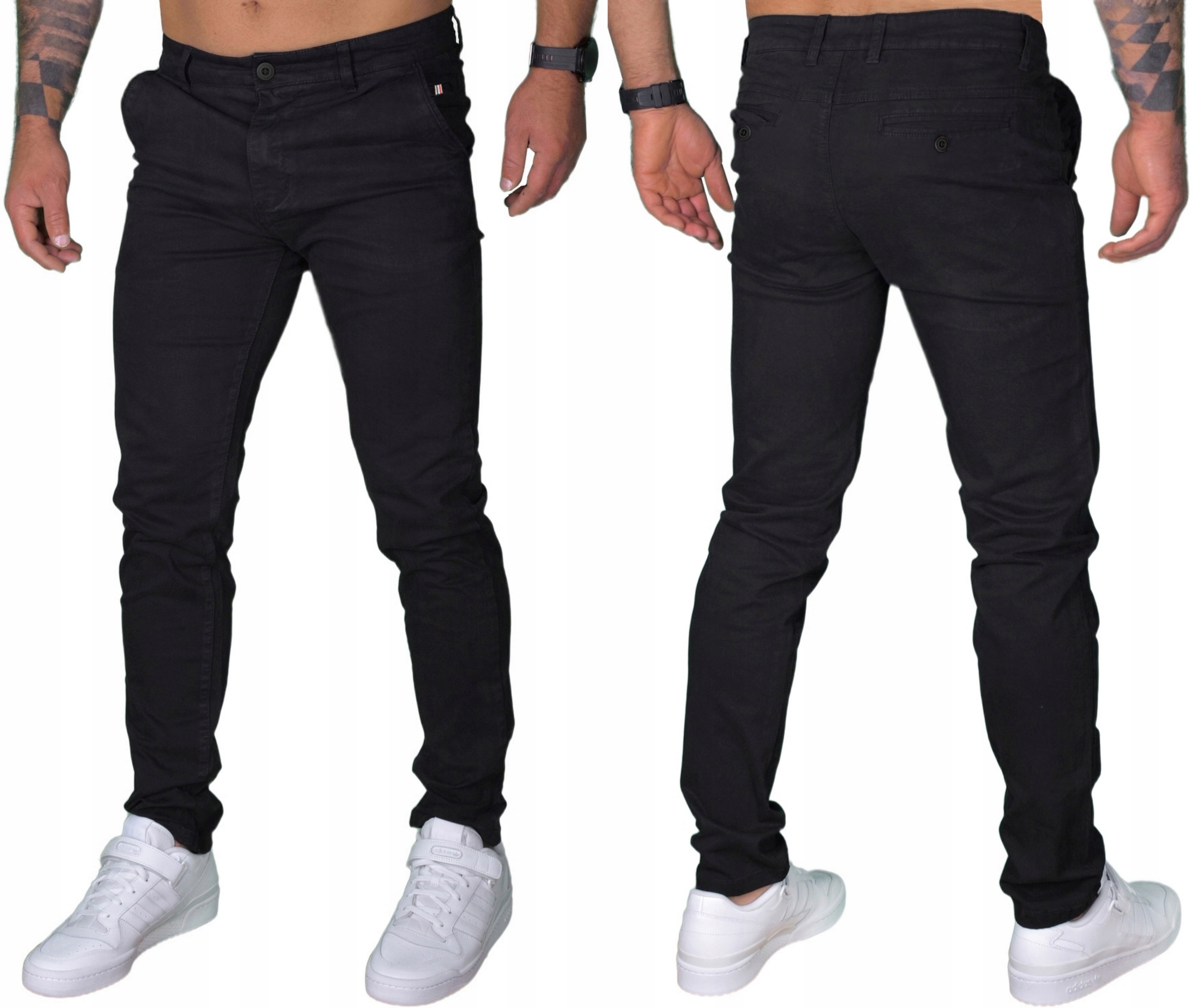 Męskie Spodnie Klasyczne Gładkie Chinosy Jakość