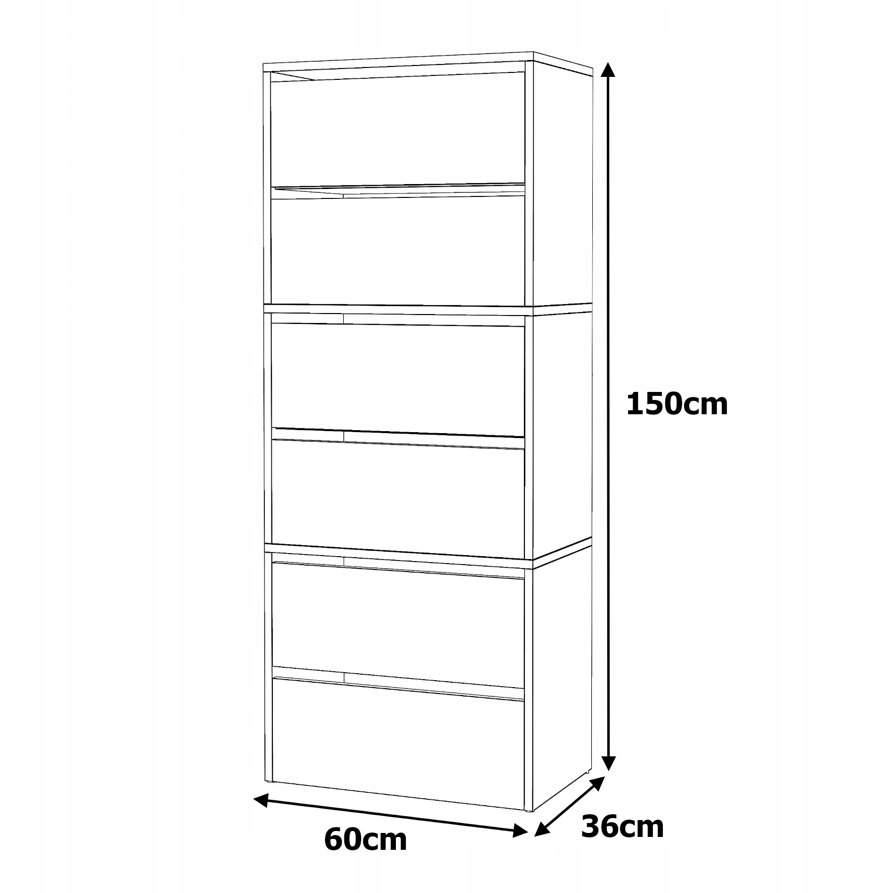 SZAFKA NA BUTY CZARNA WYSOKA WĄSKA MODUŁOWA 150 CM | MEBLE DO PRZEDPOKOJU Marka Stiv-Meble