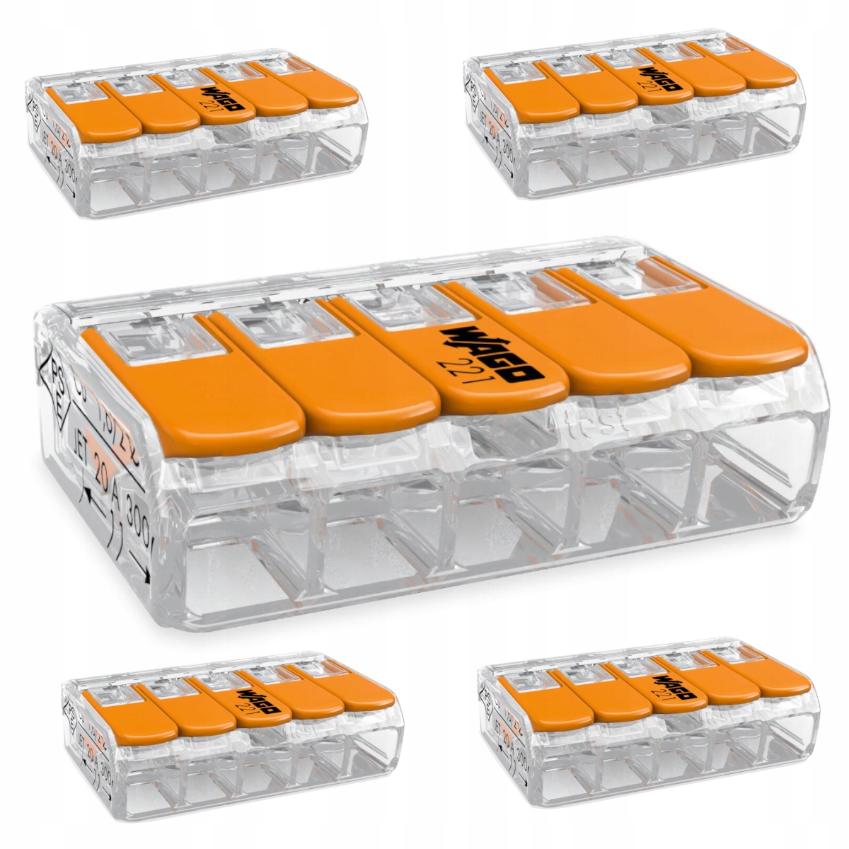

Wago Szybkozłączka 5-TOROWA Złączka 5x4mm² 5 Sztuk