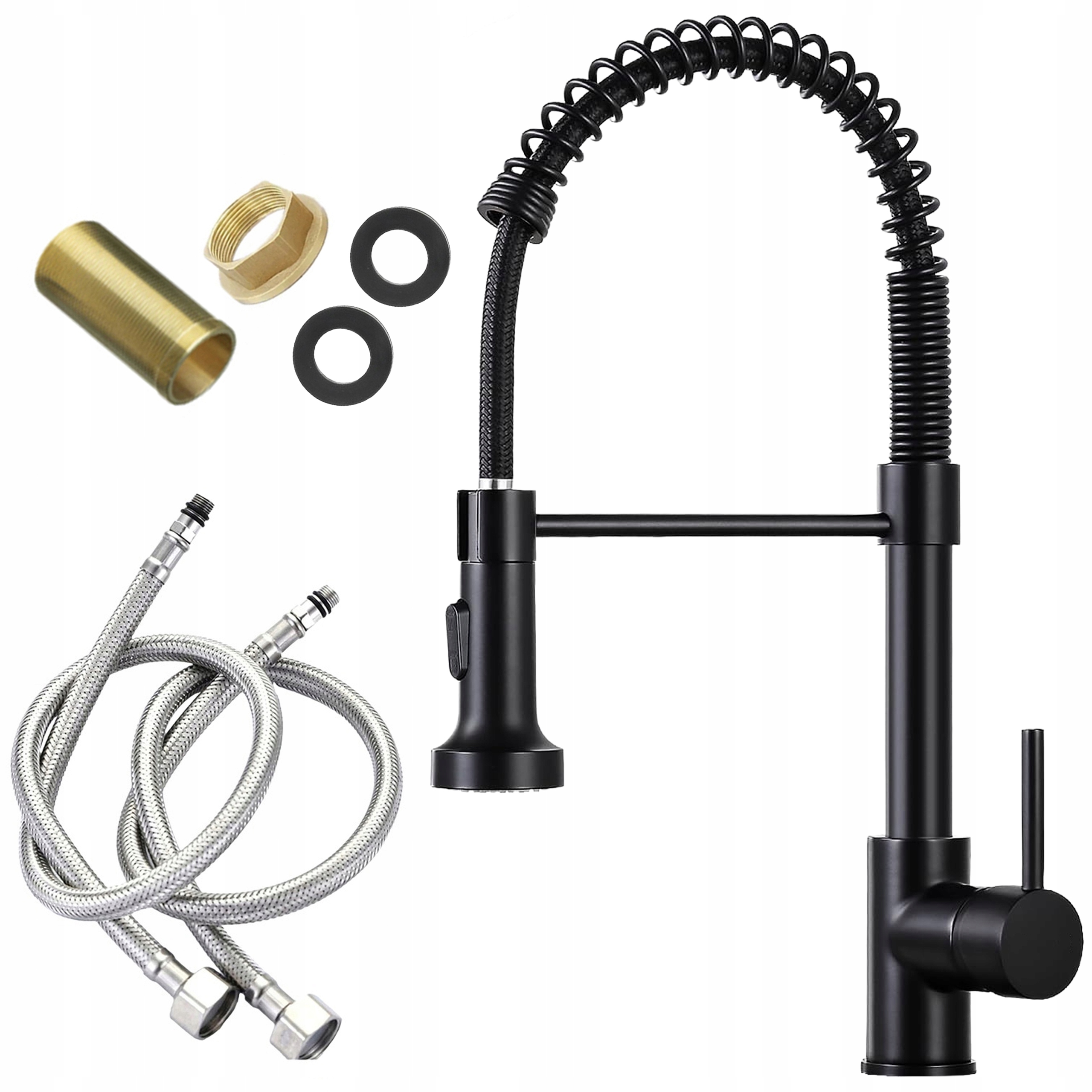 Kuchyňská Baterie Černá Vytahovací Sprcha Flexibilní Sprej Black Mat