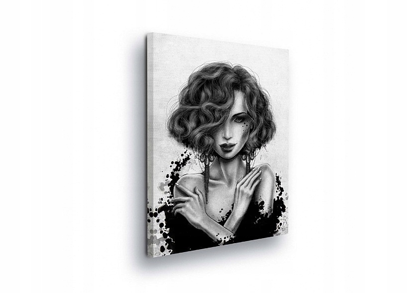 Obraz 50x70 portrét ženy grafika černobílá expresivita tajemnost