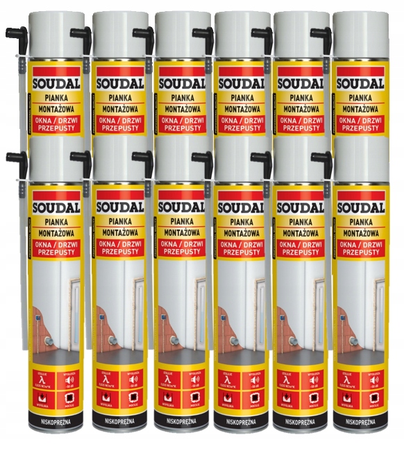 Sada 12 ks Soudal Pena Hadicová 750ml Yellow Okná Dvere