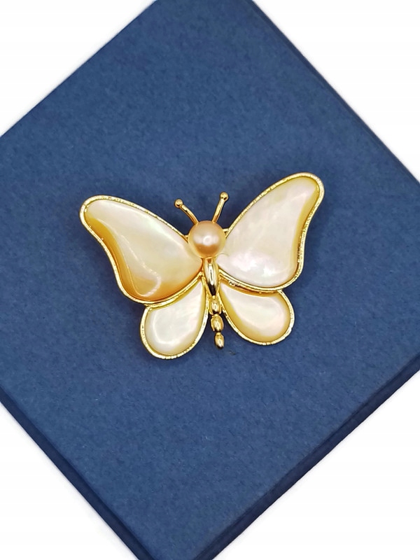 Luxusní Brož S Broží S Motýlem Z 18KArátového Zlata Dárek Krabička