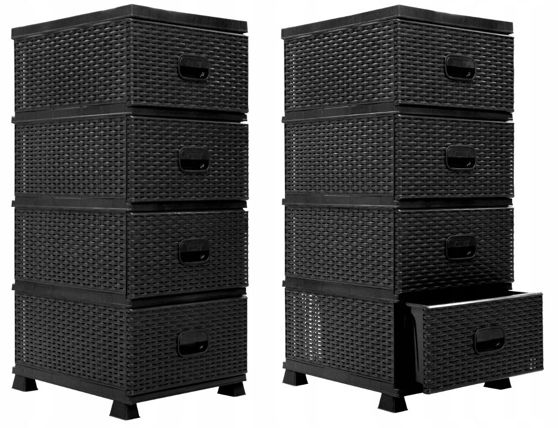 SZAFKA KOMODA REGAŁ 4 SZUFLADY DO ŁAZIENKI ORGANIZER STOJĄCY RATANOWY Szerokość mebla 37.5 cm