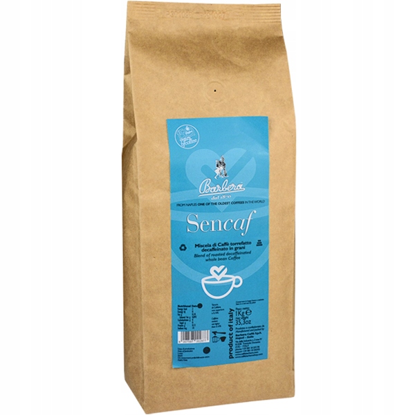 Káva zrnková Barbera Sencaf Decaffeinated 1 kg