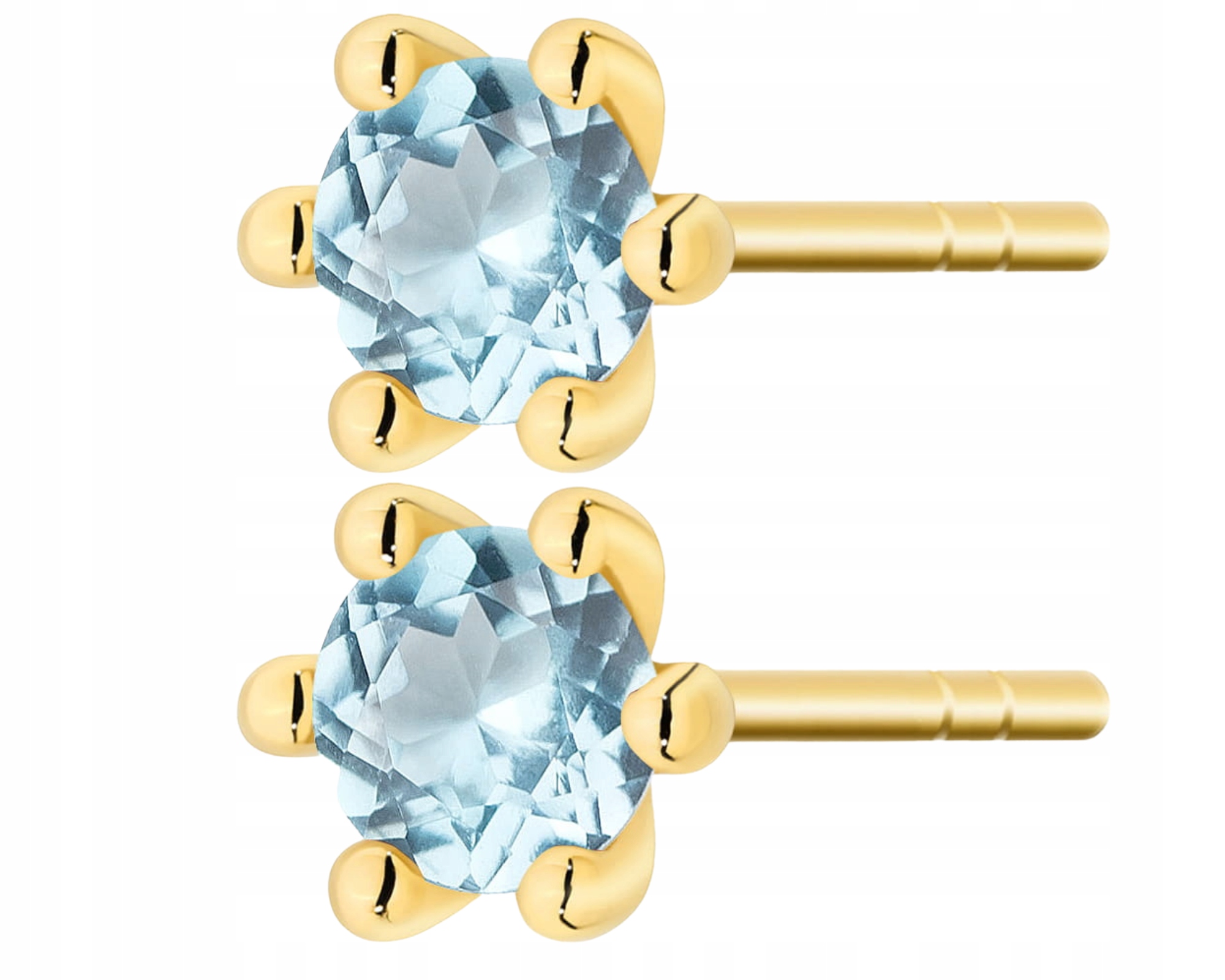 Zlaté Náušnice Přírodní Kámen Swiss Topaz Tyčinky Vruty Zlato 585 14K