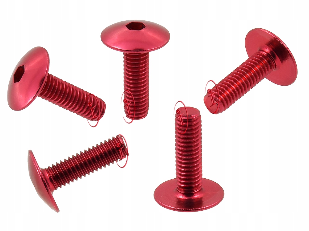 

5 x Śruba Owiewki Aluminiowa Śrubki M6 x 20mm Red