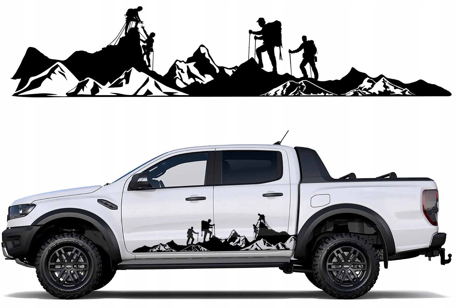Samolepka na auto Motiv Hory Alpinisté 44x213