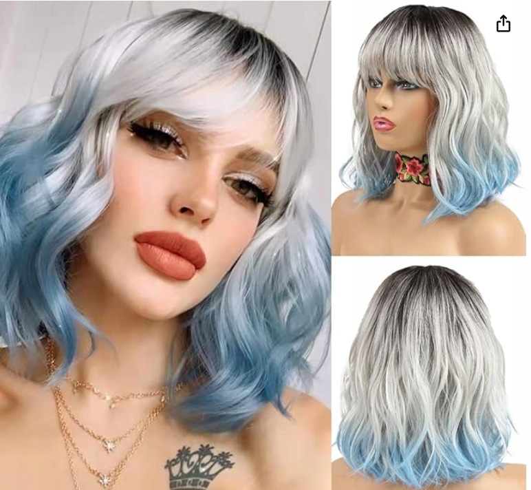 Syntetická paruka Přírodní vlny Středně dlouhé typu Bob Paruka Ombre 30 cm