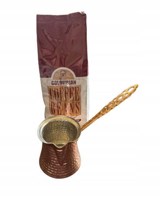 Zestaw tygielek miedziany 200ml z kawą ziarnistą Mehmet Efendi 500g