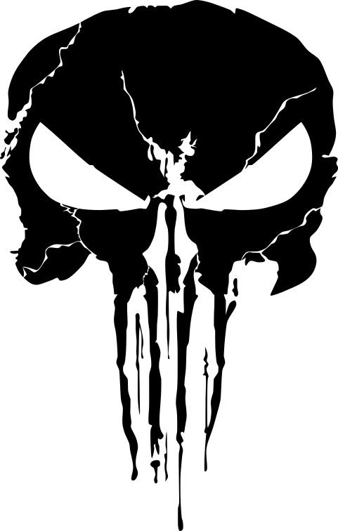 Naklejka bez tła samochód Czaszka Punisher 21 x 13,4 cm
