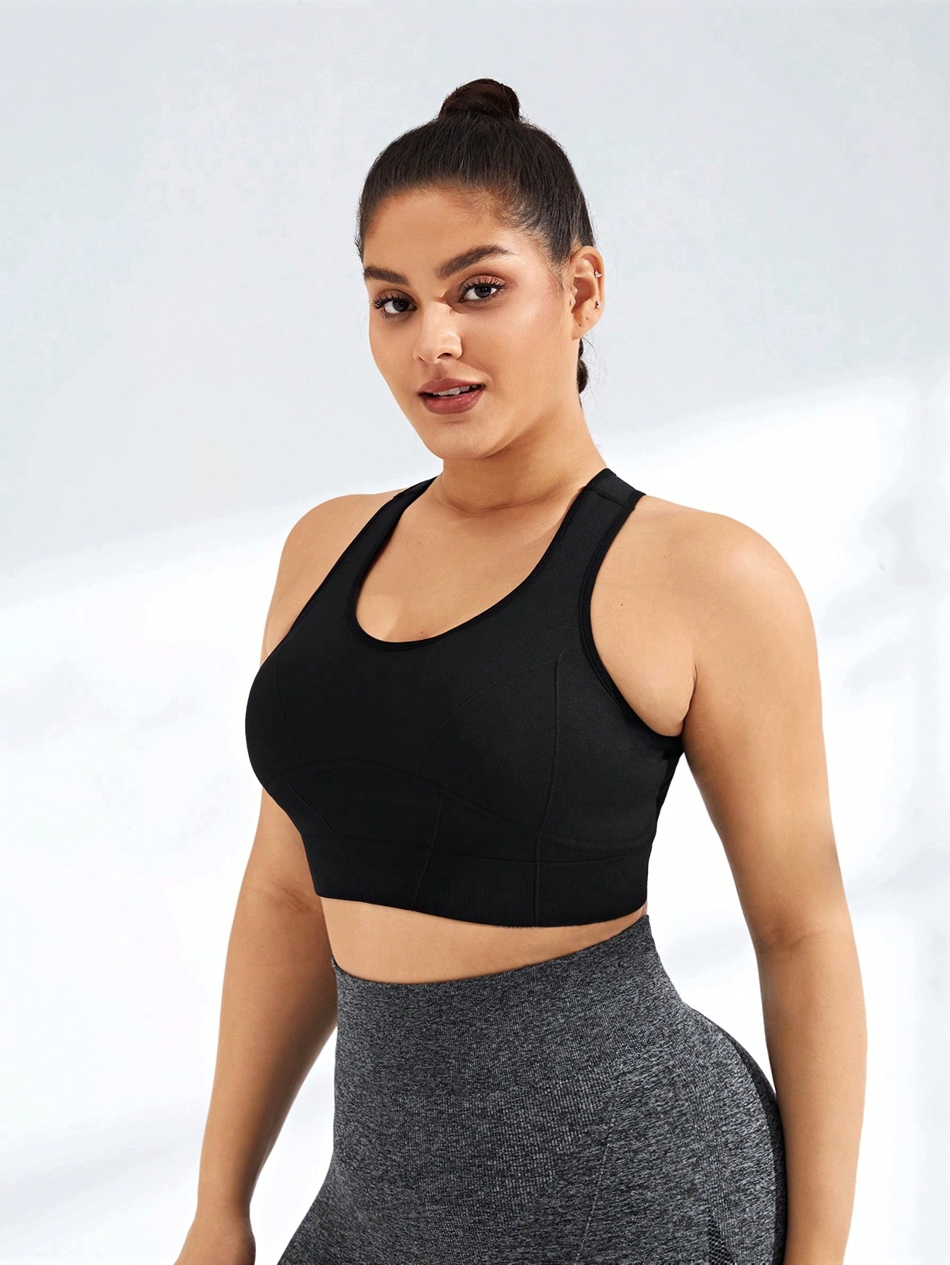 Shein Plus Size Czarny Top Sportowy Damski Dopasowany 48 1MA