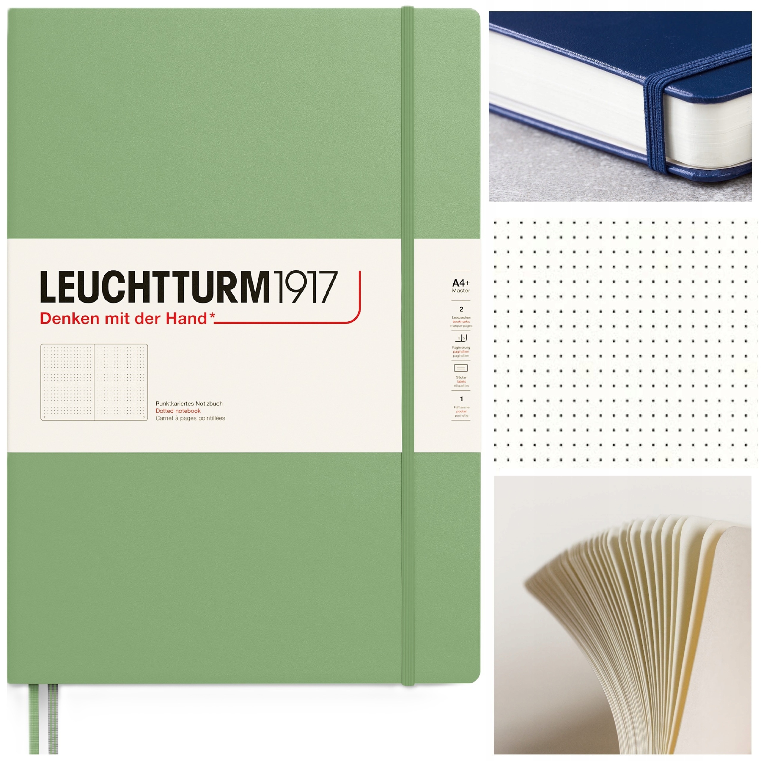 LEUCHTTURM1917 Notatnik Notes Classic A4+ Kropka brulion w kropki Szałwiowy