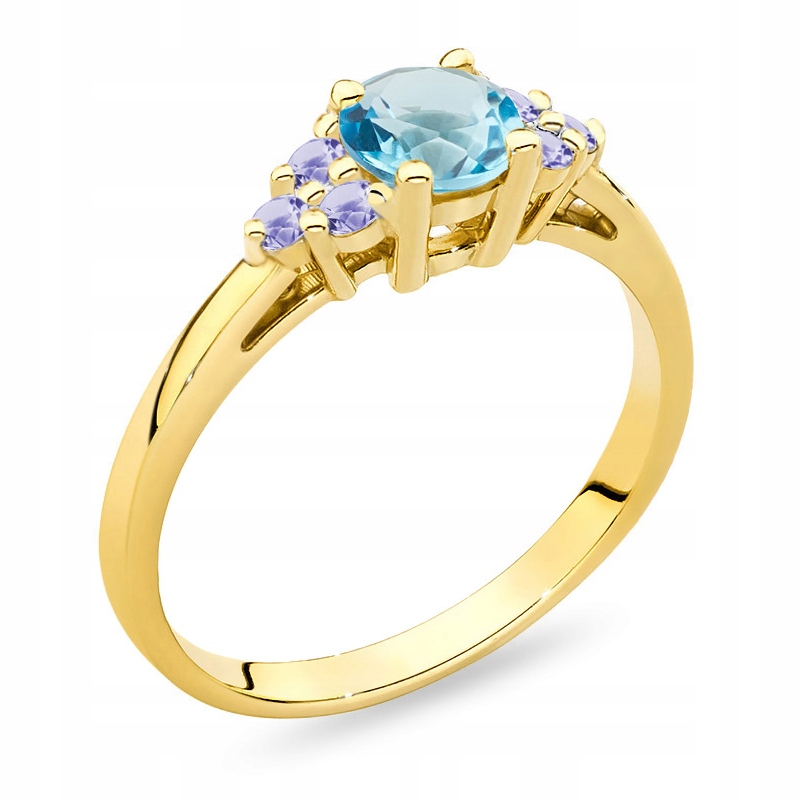 Zlatý Prstýnek s Topazem 0,50 ct a Tanzanitami