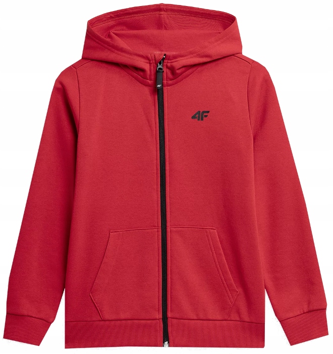 4F Bluza Chłopięca zasuwana z kapturem JM219 czerwona r. 152