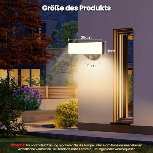 VIIIVA Lampa Zewnętrzna LED z Czujnikiem Ruchu IP65 Ciepła 3000K Czarna — miniatura 5