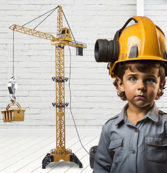 DUŻY DŹWIG ZDALNIE STEROWANY ŻURAW XXL OBROTOWY 128CM + DŹWIĘKI I DIODA LED Materiał plastik