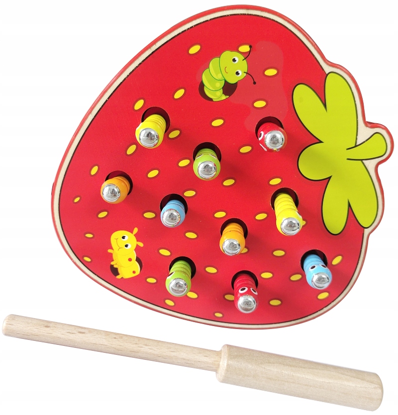 GRA DREWNIANA ZŁAP ROBACZKA SORTER ŁOWIENIE MAGNES