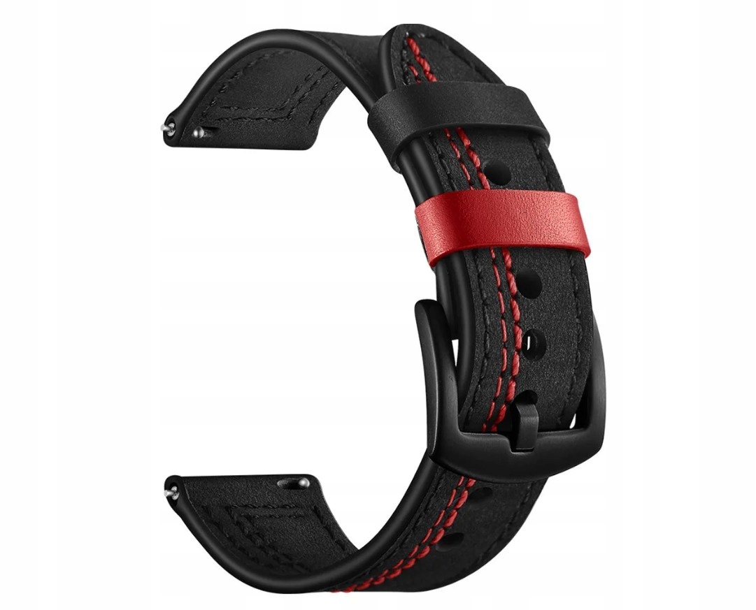 Pasek do damskiego męskiego zegarka 20 mm czarny naturalna skóra matowa