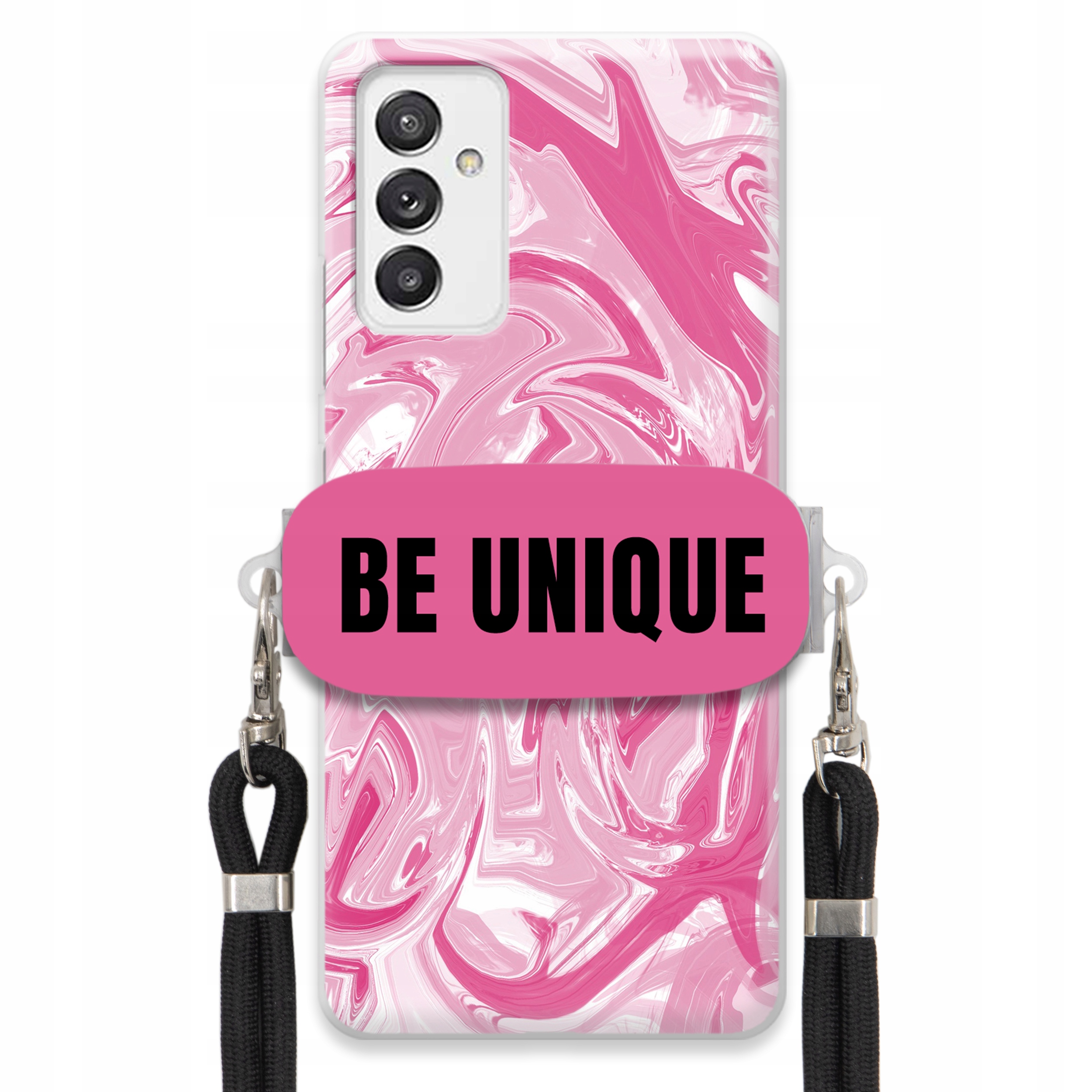 Puzdro pre Samsung A82 5G Case držiak Šnúrka Čierna Ružová Mramor Be Unique