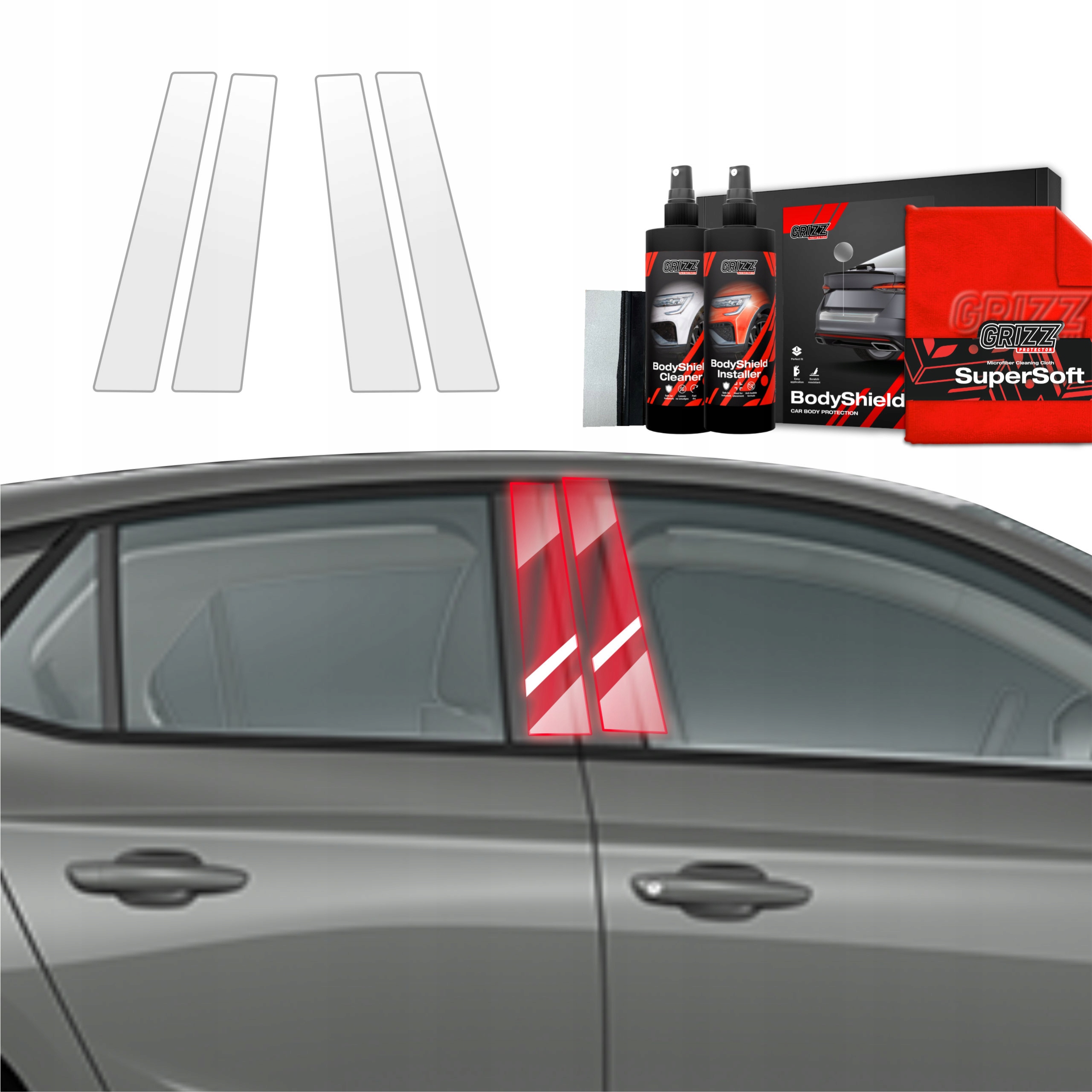 4v1 Fólie Ppf dýha na sloupky pro Opel Corsa (2023-2025) Grizz