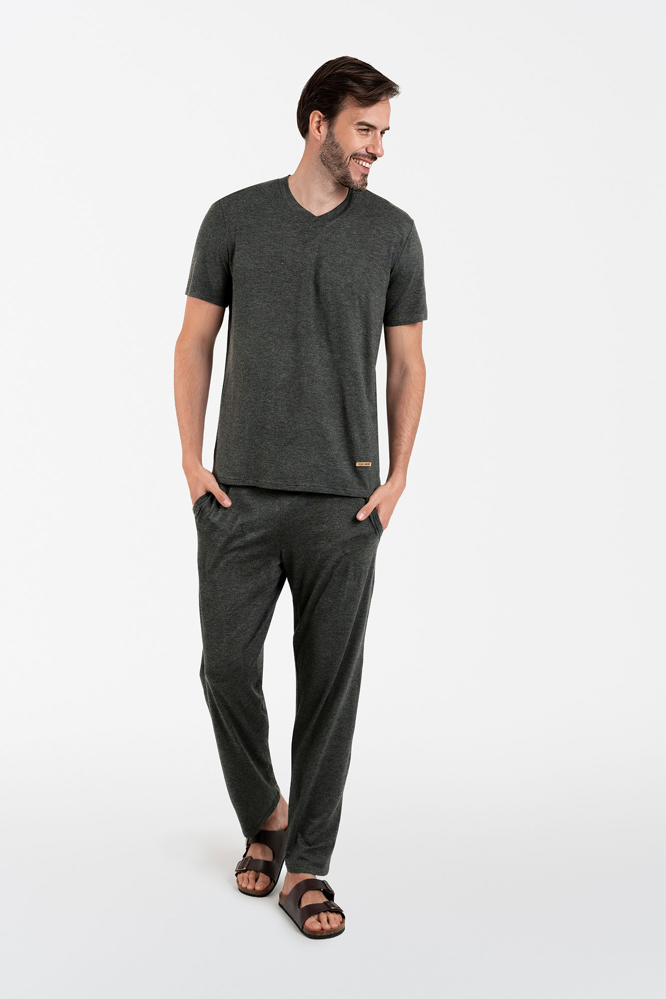 Akord pánské pyžamo s krátkým rukávem, dlouhé kalhoty M viskóza Italian Fashion