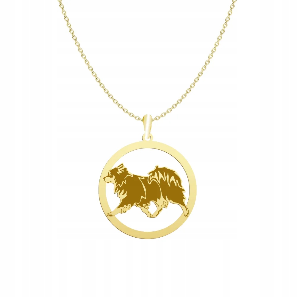 Zlatý náhrdelník s finským psem Lapphund 925 Řetízek Žena Gravírování Bonus