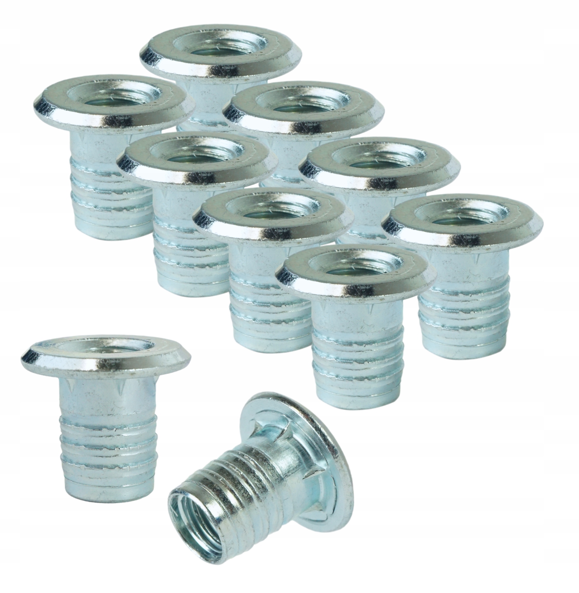 100 x Nátrubek M10 x 17 mm, zapichovací nábytková vpusť pro dřevo, nábytkové nohy