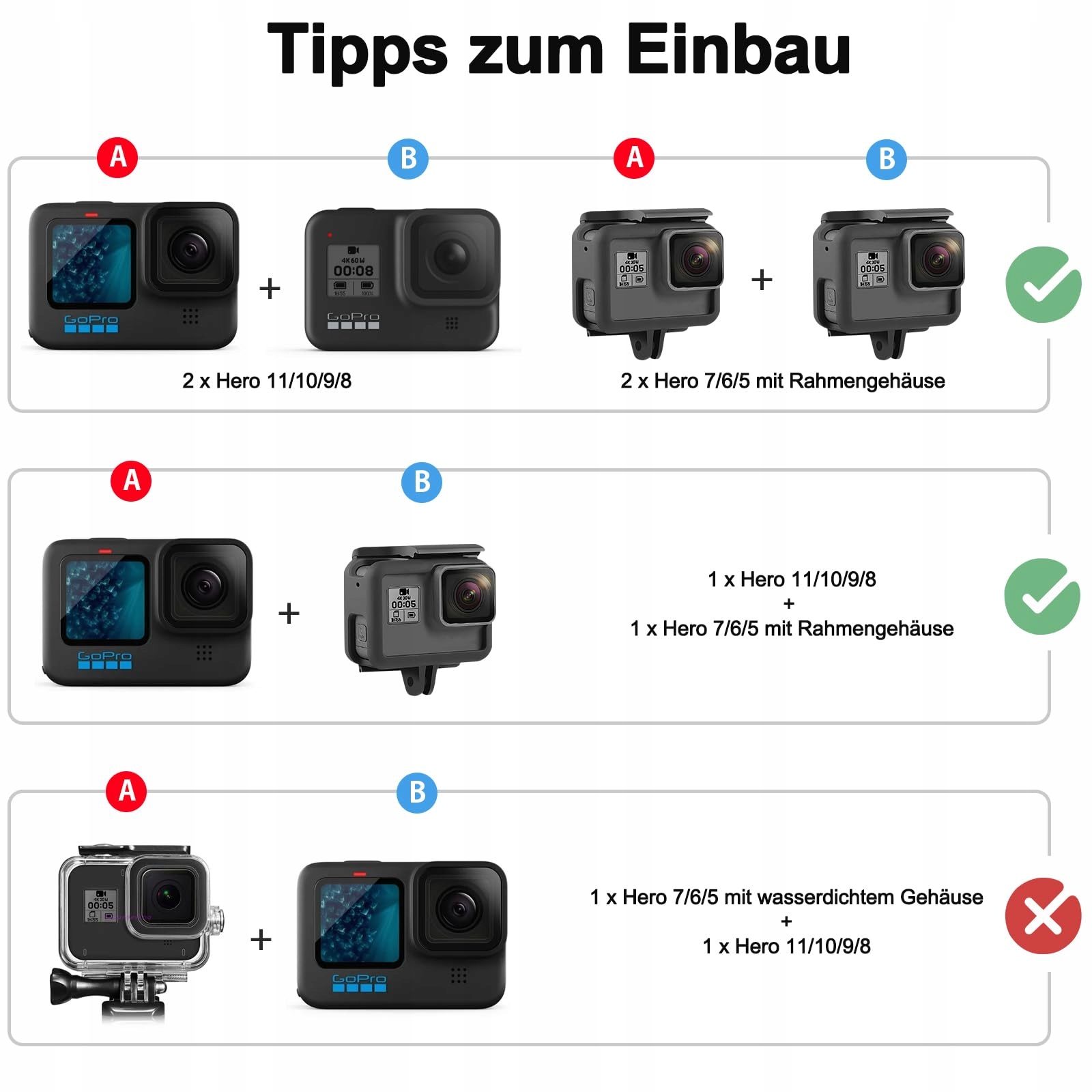 HSU Aluminiowa Podwójna Uchwyt GoPro Adapter Hero 12 11 10 9 8 7 6 5 4 3 — miniatura 7