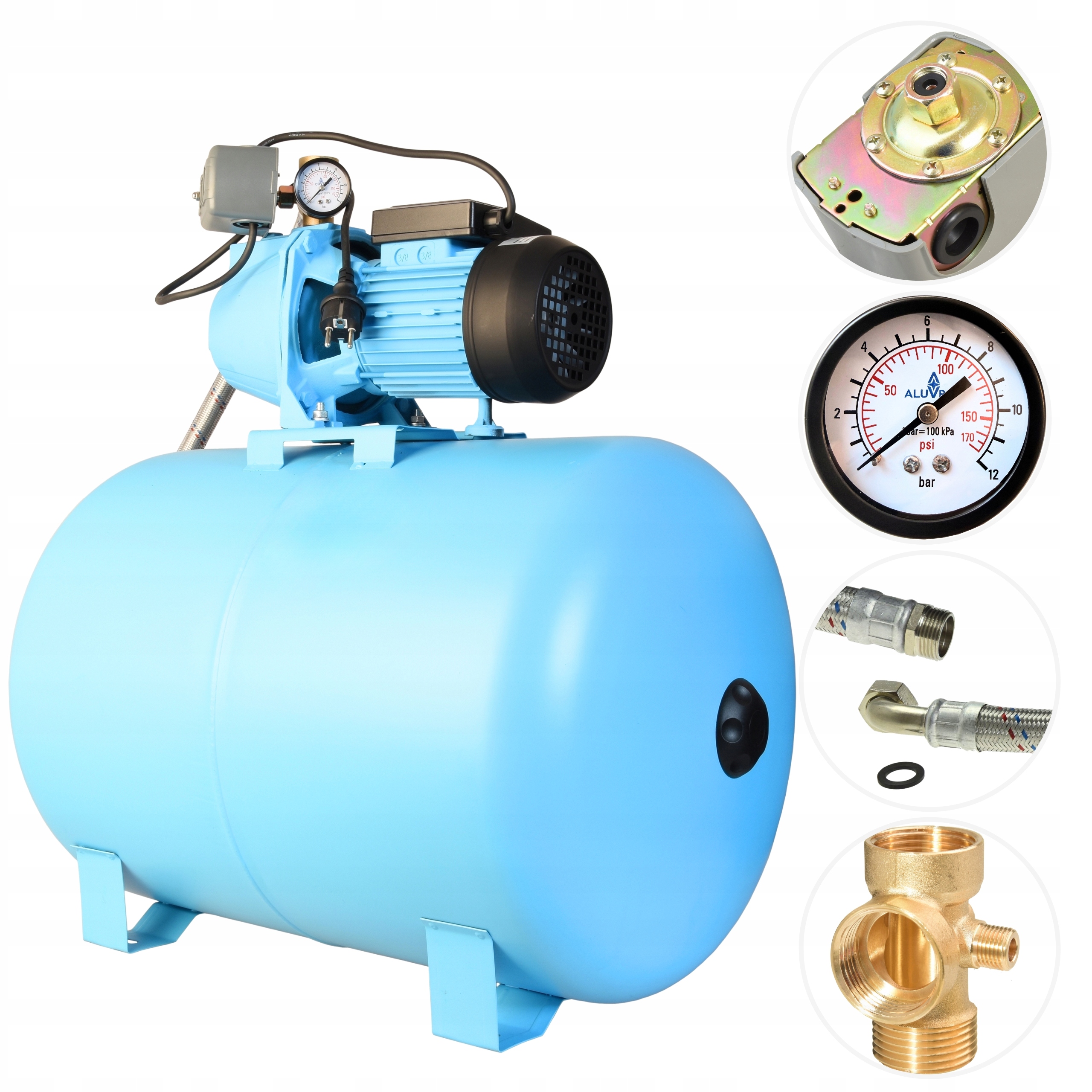 100 L Velká Hydroforová Sada Vodního Čerpadla 1100 W 60 L/min 5 Barů Připravená K Provozu