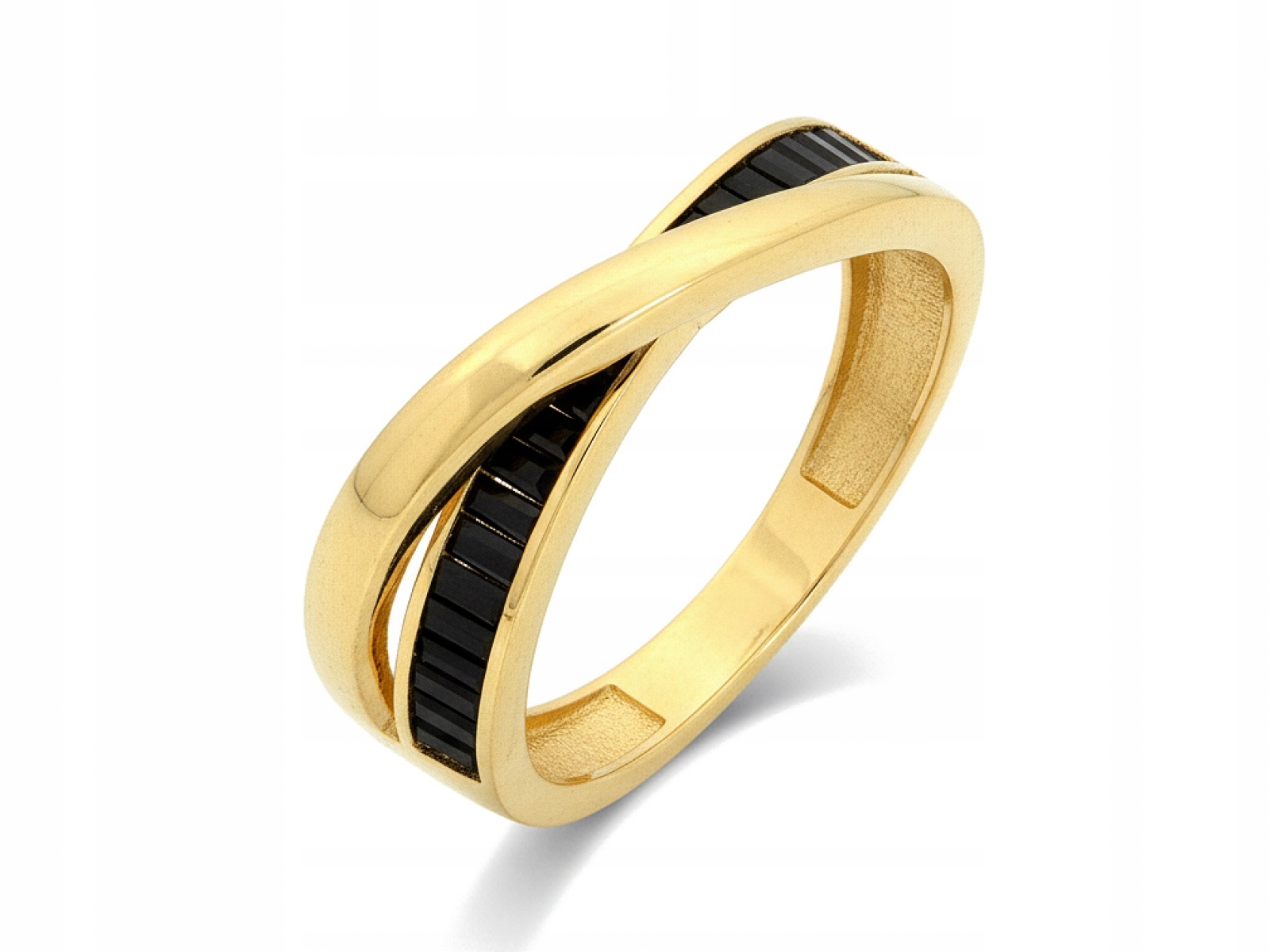 Prstýnek pletený zlatý Široký 585 Černé zirkony r18 dárek 2.35 g