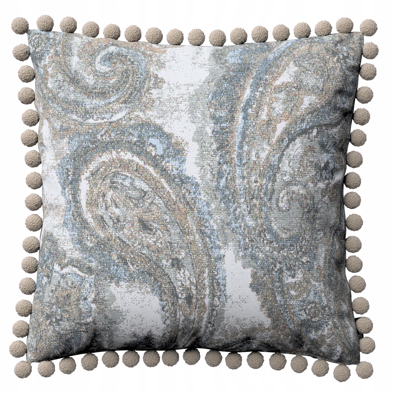 Povlak na polštář 45x45 modrozelený paisley na krémovém pozadí