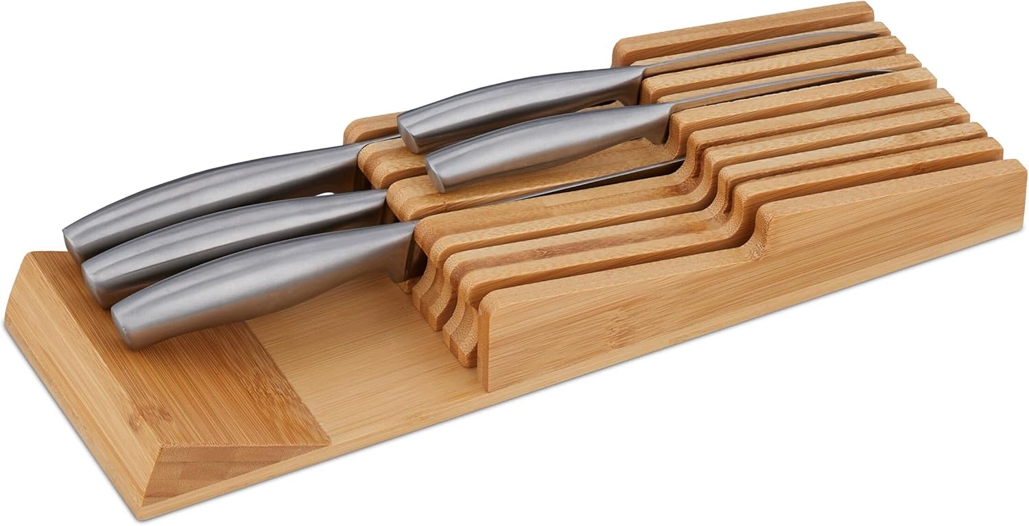 Držák Na Nože Světle Hnědý, Pro 9 Kusů, Kuchyňský Organizér 40 CM