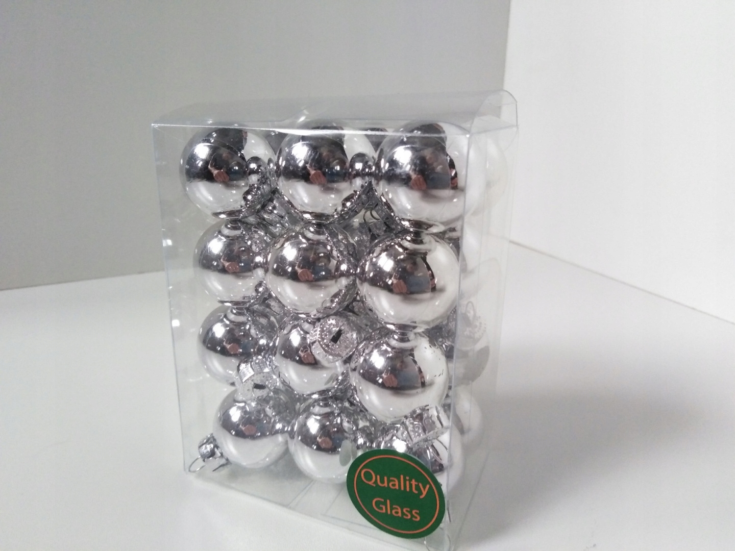 

Bombki szklane srebrne 24 Sztuki Choinkowe