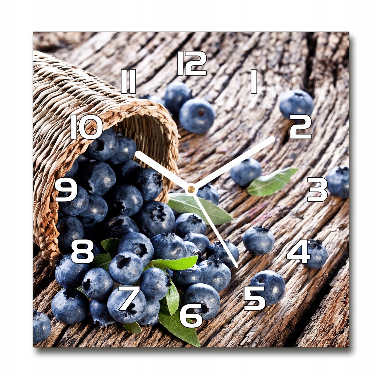 

Cichy zegar szklany na ścianę Jagody w koszu 30x30